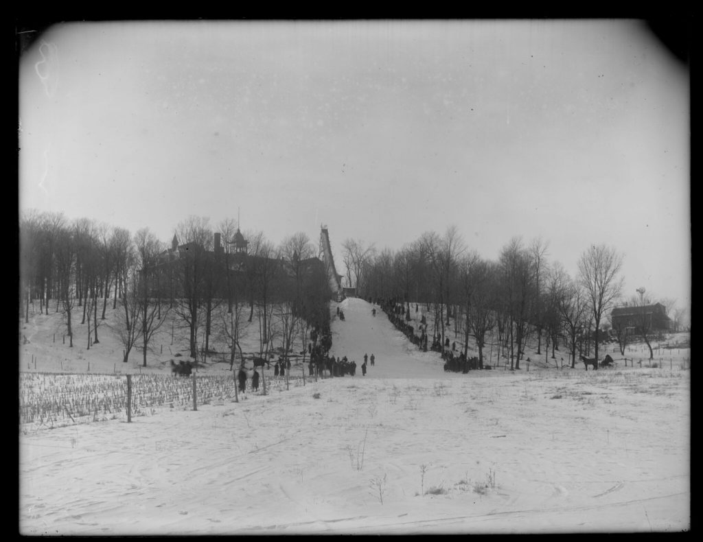 Ski Slide at the top of a snowy hill
