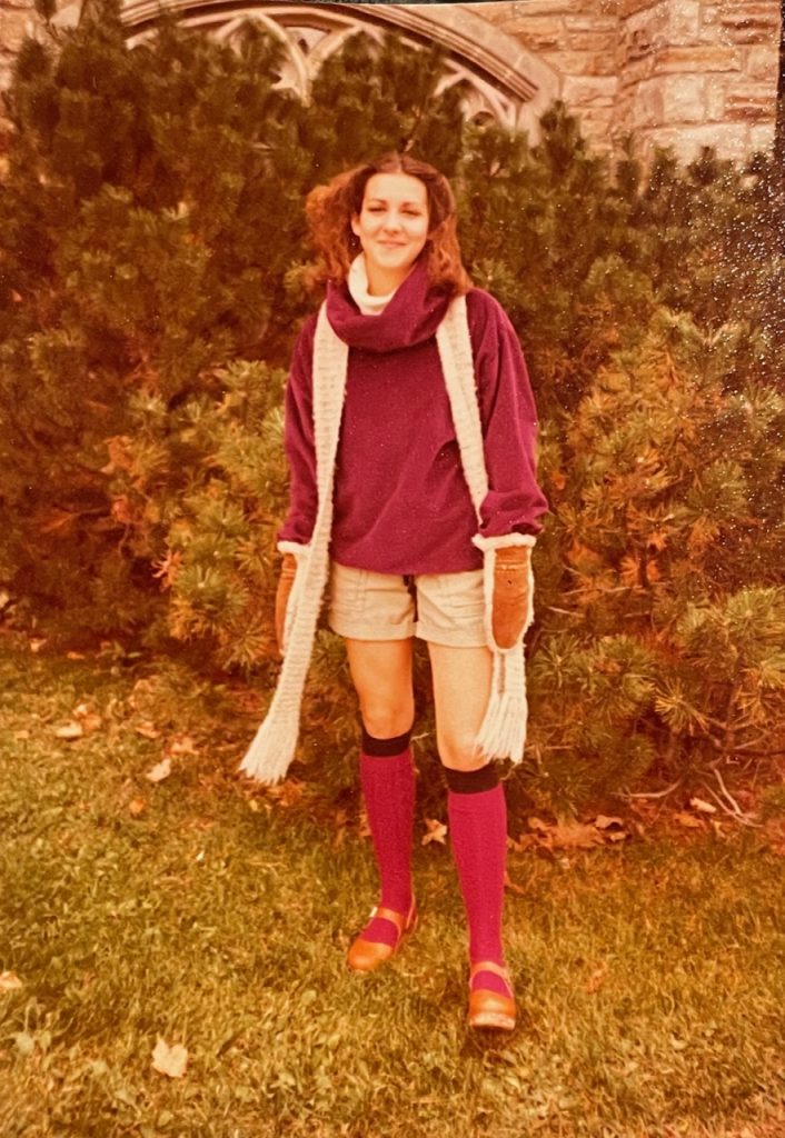 Gail Gallagher '80 in front of Mellby Hall.