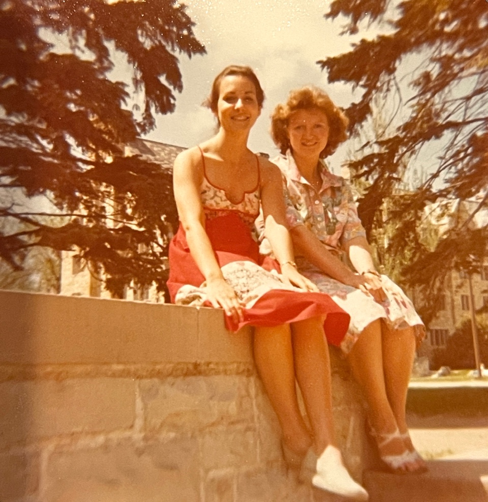 Gail Gallagher '80 and Lynn Otterlei Rekvig '79 enjoying a warm spring day on May 17, 1979.