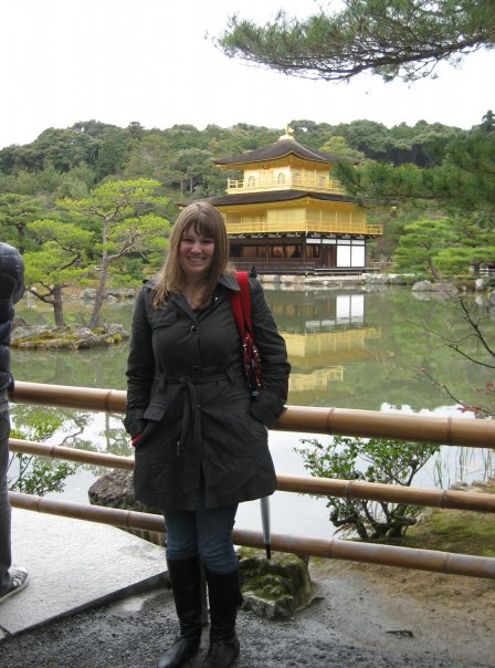 Sara Padula '11 in Kyoto, Japan, in November 2009, where she visited the Golden Pavilion iwhile studying at Waseda University in Tokyo for a semester.